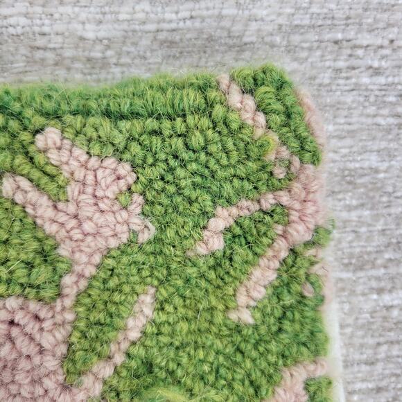 Vtg Handmade Wool Hooked Crab Pillow Cover 18x18 Coastal Nautical Beach Cottage - Picture 4 of 16